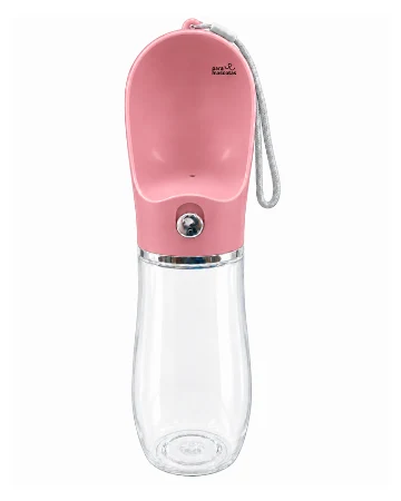 Botella portátil con bebedero  · Rosa - miniatura