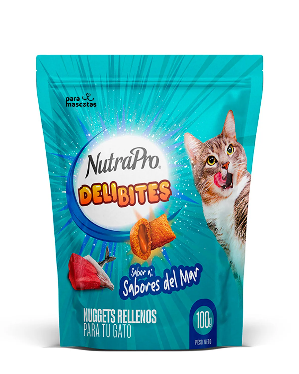 NutraPro NutraPro Snack Nugget para Gatos Sabores del Mar 100 gr Alimento Gato en ParaMascotasEC