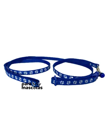 ParaMascotas Set de Collar y Correa Huellitas Azul AZUL accesorios Perro en ParaMascotasEC